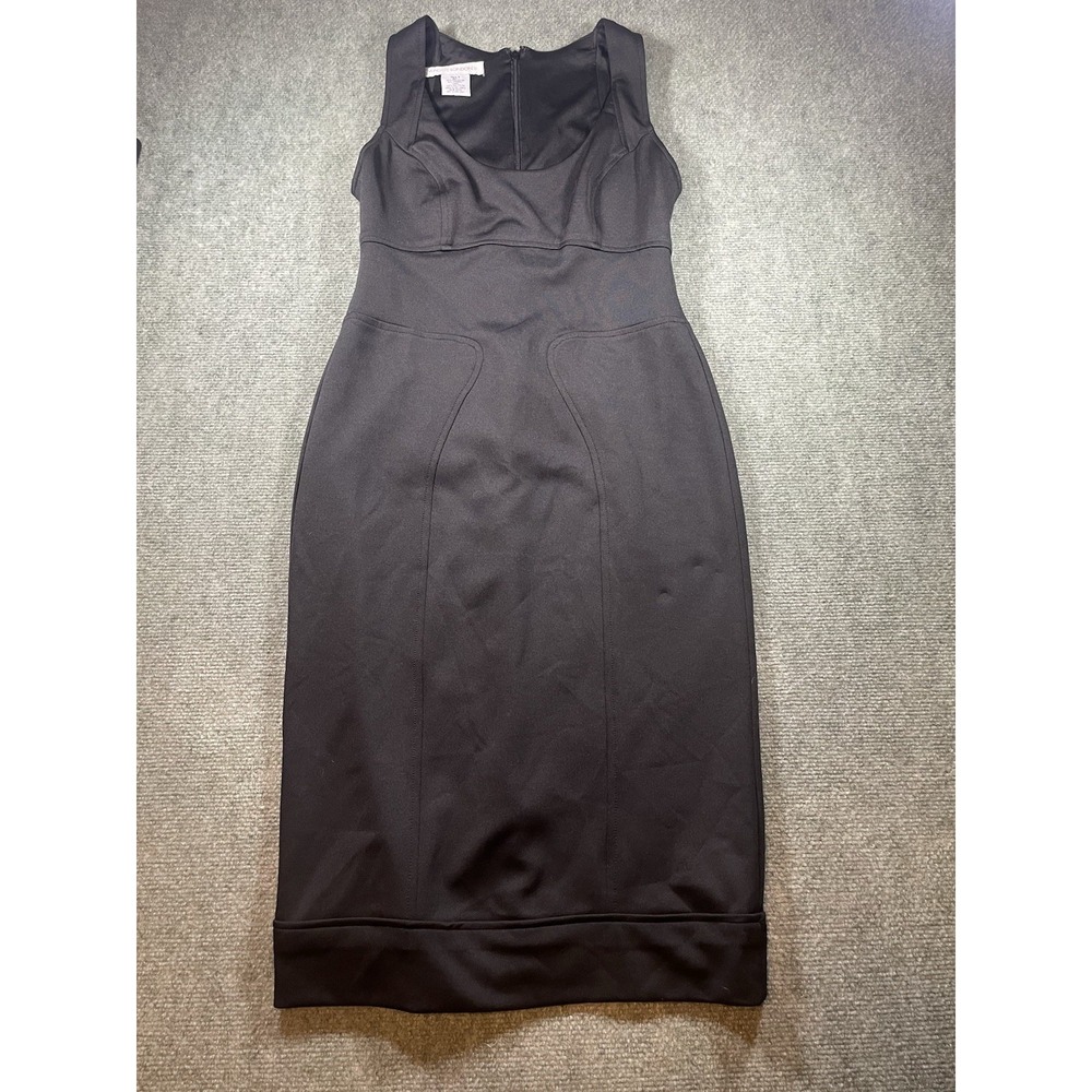 Maggy London Seamed Sleeveless Sheath Midi Dress Black 6